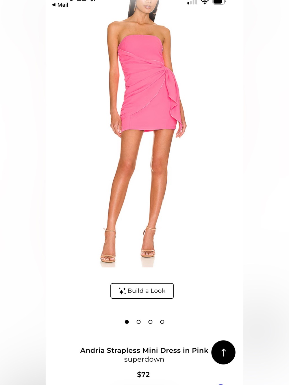 superdown Hot Pink Draped Mini dress with Side Ruffle